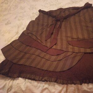 La Redoute layered warm skirt Sz 12 Brown unique design! Pre owned!